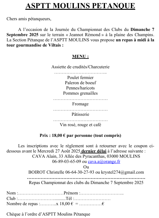 Repas 7 septembre ASPTT