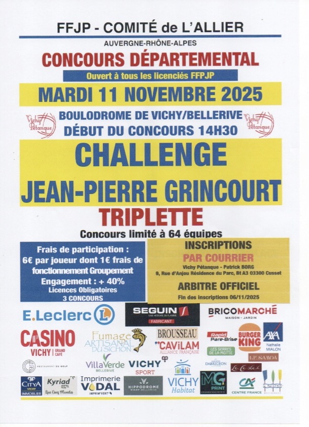 AFFICHE CHALLENGE JP GRINCOURT 11 11 2025